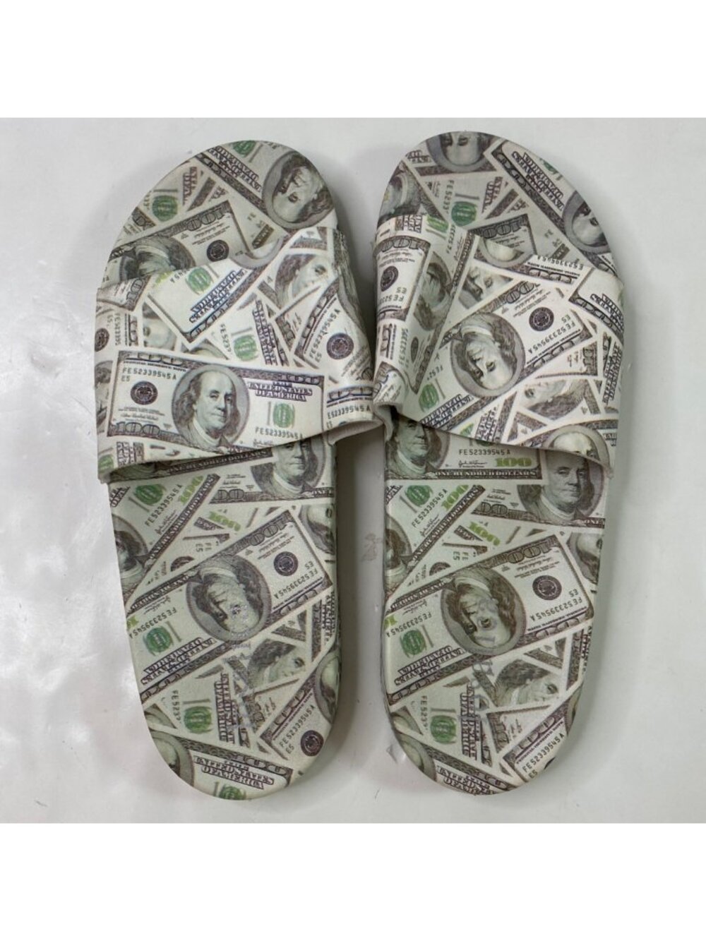 Money Print Slide Sandals Mens Fun Dollar Pattern Slip-On Shoes Size 10